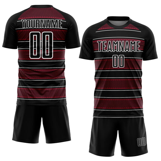 Custom Black Crimson-White Geometric Shapes And Line Sublimation Soccer Uniform Jersey - Sky-Custom