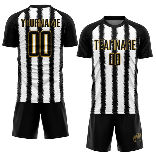 Custom Black White-Old Gold Line Sublimation Soccer Uniform Jersey - Sky-Custom
