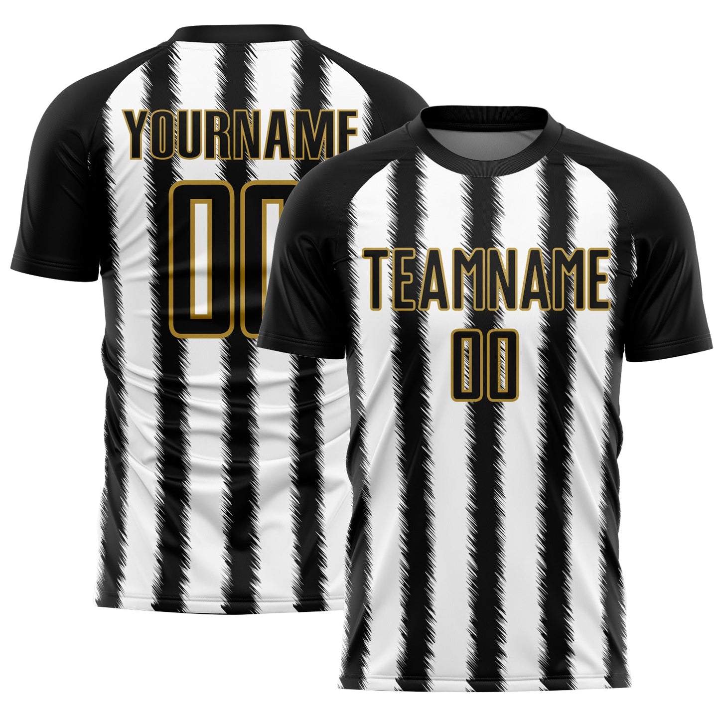 Custom Black White-Old Gold Line Sublimation Soccer Uniform Jersey - Sky-Custom