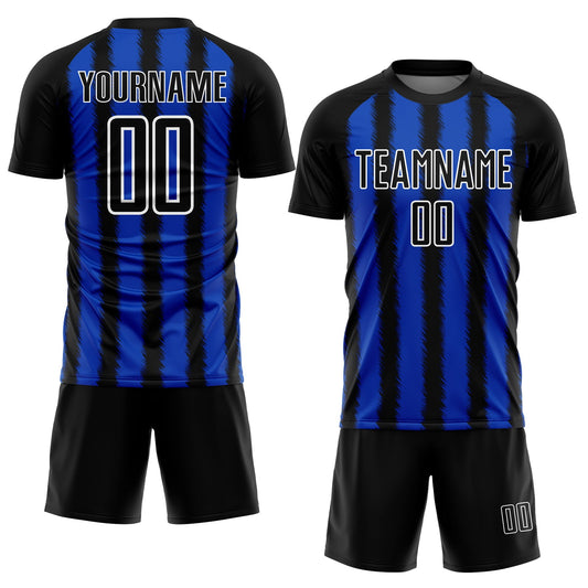 Custom Black Thunder Blue-White Line Sublimation Soccer Uniform Jersey - Sky-Custom