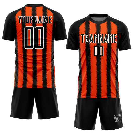 Custom Black Orange-White Line Sublimation Soccer Uniform Jersey - Sky-Custom