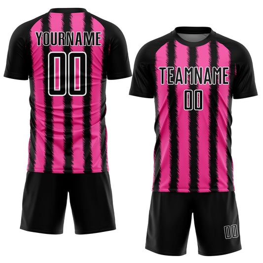 Custom Black Pink-White Line Sublimation Soccer Uniform Jersey - Sky-Custom