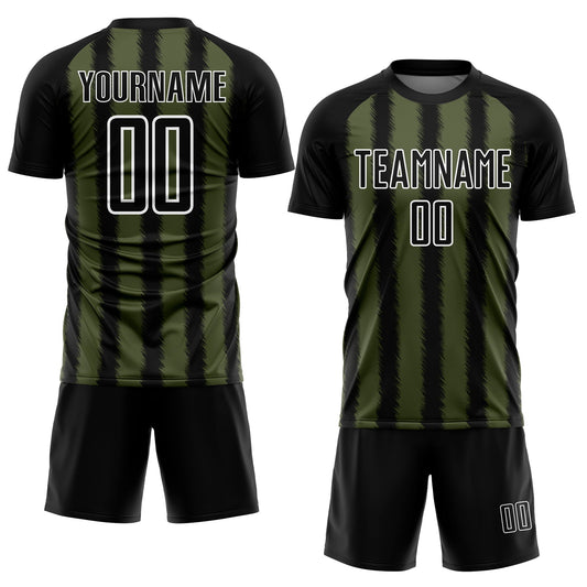 Custom Black Olive-White Line Sublimation Soccer Uniform Jersey - Sky-Custom