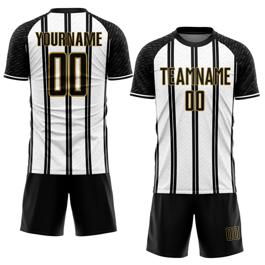 Custom Black White-Old Gold Line Sublimation Soccer Uniform Jersey - Sky-Custom
