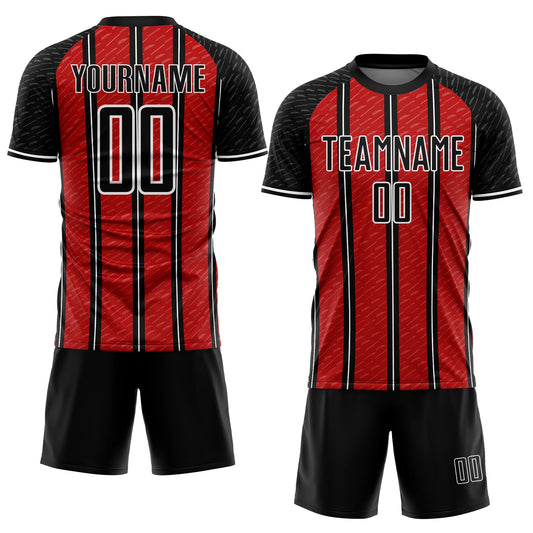 Custom Black Red-White Line Sublimation Soccer Uniform Jersey - Sky-Custom