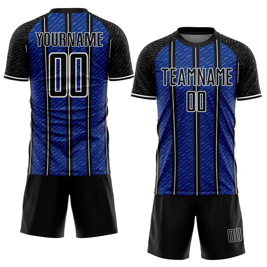 Custom Black Royal-White Line Sublimation Soccer Uniform Jersey - Sky-Custom