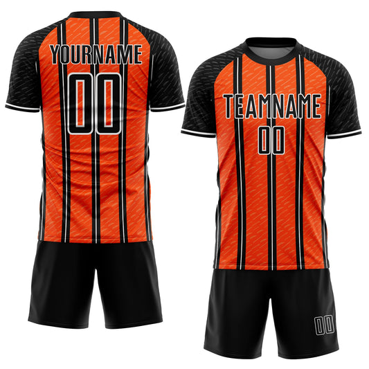 Custom Black Orange-White Line Sublimation Soccer Uniform Jersey - Sky-Custom