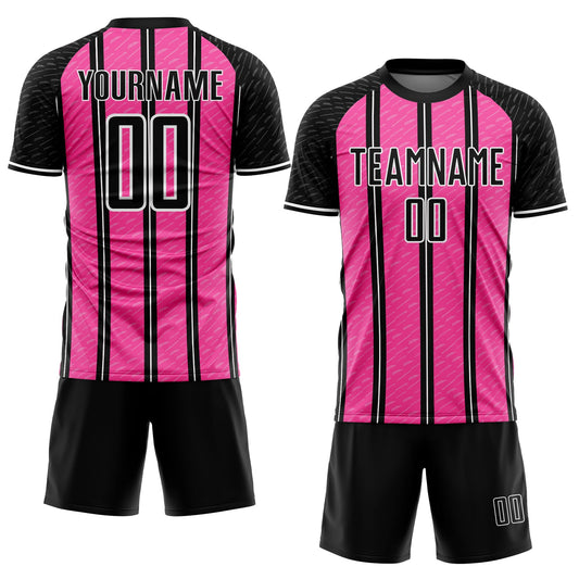 Custom Black Pink-White Line Sublimation Soccer Uniform Jersey - Sky-Custom