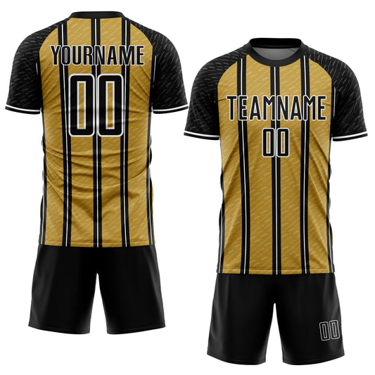 Custom Black Old Gold-White Line Sublimation Soccer Uniform Jersey - Sky-Custom