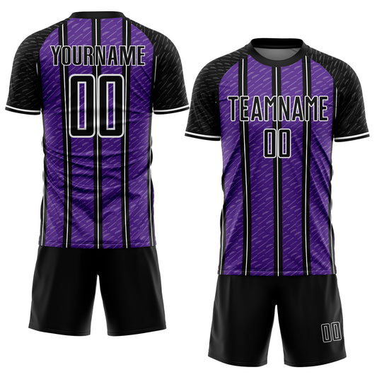 Custom Black Purple-White Line Sublimation Soccer Uniform Jersey - Sky-Custom