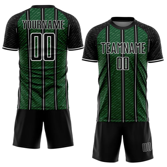 Custom Black Green-White Line Sublimation Soccer Uniform Jersey - Sky-Custom