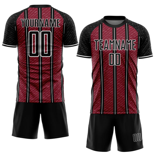 Custom Black Crimson-White Line Sublimation Soccer Uniform Jersey - Sky-Custom