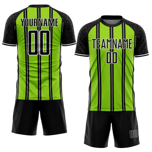 Custom Black Neon Green-White Line Sublimation Soccer Uniform Jersey - Sky-Custom
