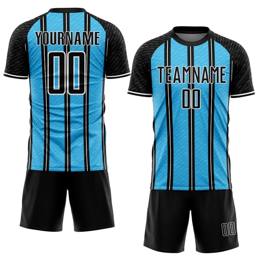 Custom Black Sky Blue-White Line Sublimation Soccer Uniform Jersey - Sky-Custom