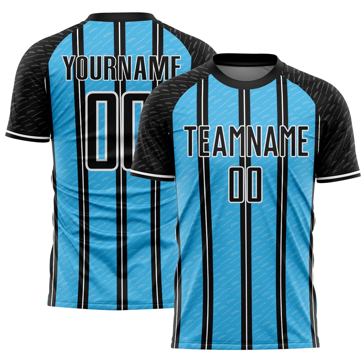 Custom Black Sky Blue-White Line Sublimation Soccer Uniform Jersey - Sky-Custom