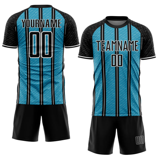Custom Black Panther Blue-White Line Sublimation Soccer Uniform Jersey - Sky-Custom