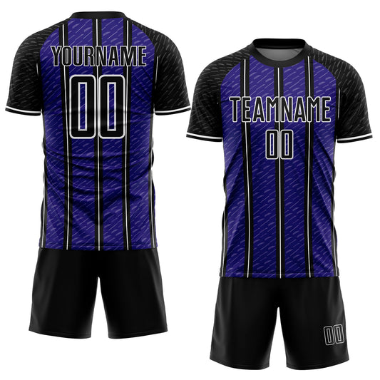 Custom Black Dark Purple-White Line Sublimation Soccer Uniform Jersey - Sky-Custom