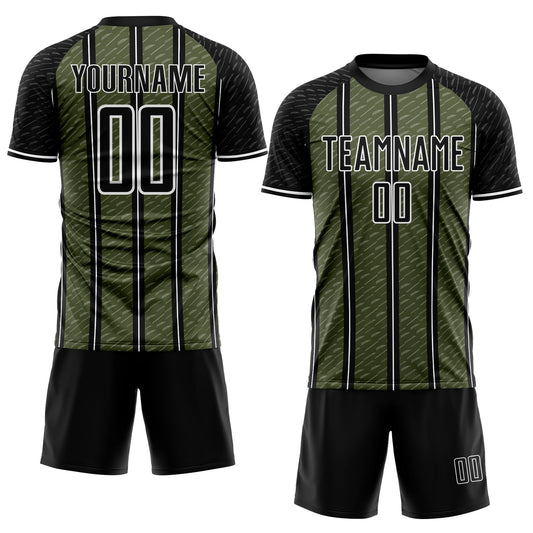 Custom Black Olive-White Line Sublimation Soccer Uniform Jersey - Sky-Custom