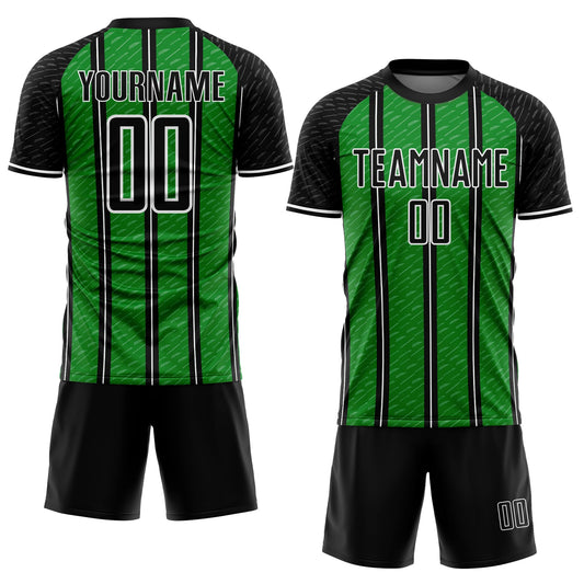 Custom Black Grass Green-White Line Sublimation Soccer Uniform Jersey - Sky-Custom