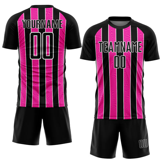 Custom Black Pink-White Line Sublimation Soccer Uniform Jersey - Sky-Custom