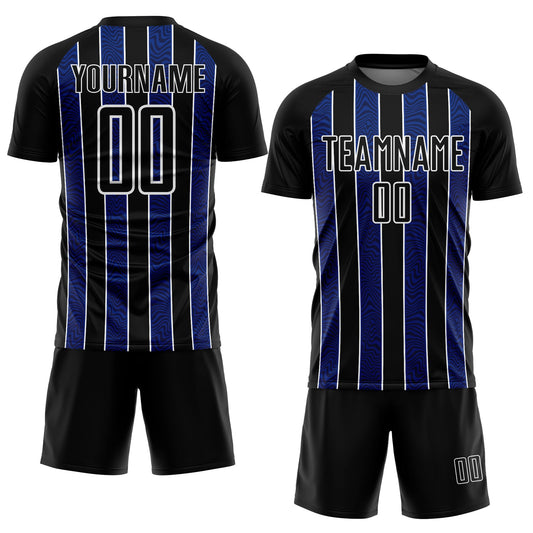 Custom Black Royal-White Line Sublimation Soccer Uniform Jersey - Sky-Custom