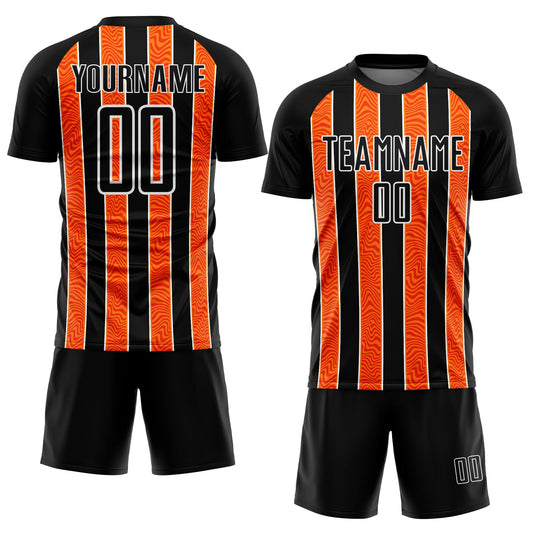 Custom Black Orange-White Line Sublimation Soccer Uniform Jersey - Sky-Custom