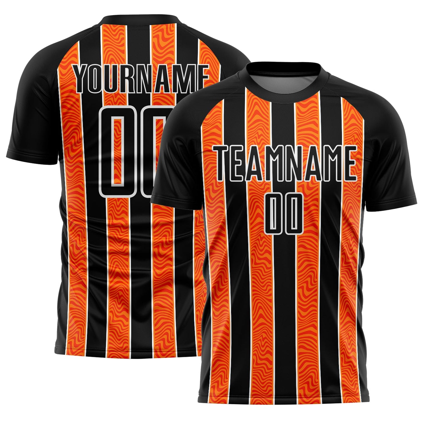 Custom Black Orange-White Line Sublimation Soccer Uniform Jersey - Sky-Custom