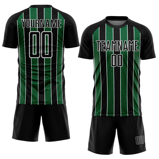 Custom Black Kelly Green-White Line Sublimation Soccer Uniform Jersey - Sky-Custom