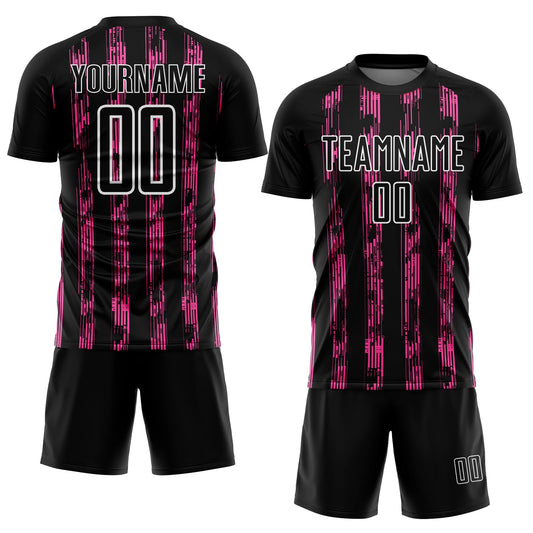 Custom Black Pink-White Line Sublimation Soccer Uniform Jersey - Sky-Custom