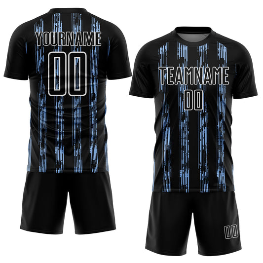 Custom Black Light Blue-White Line Sublimation Soccer Uniform Jersey - Sky-Custom