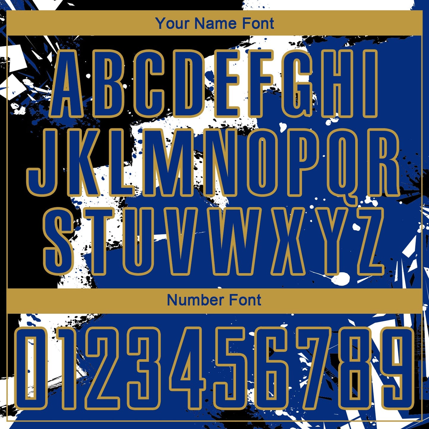 Custom Black Royal-Old Gold Splash Sublimation Soccer Uniform Jersey - Sky-Custom