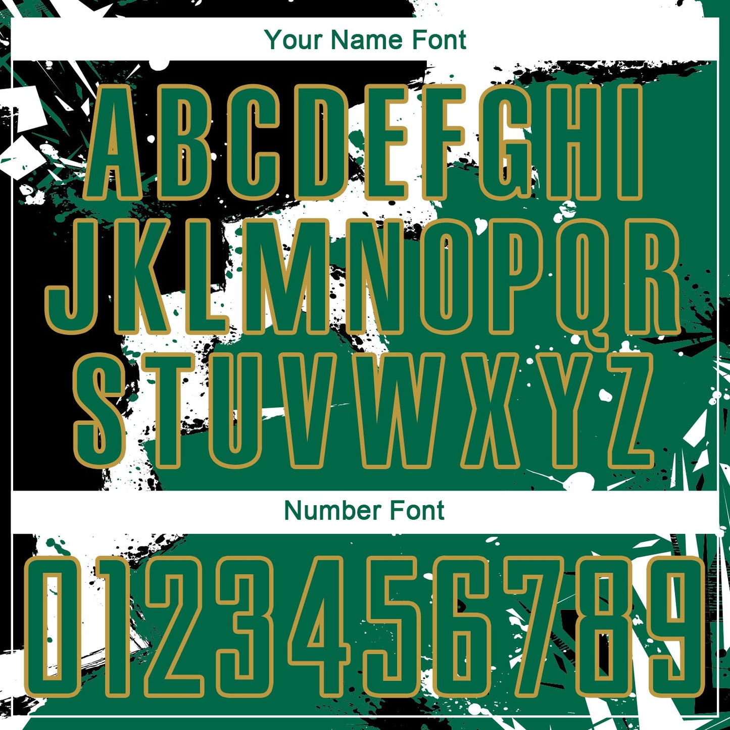 Custom Black Kelly Green-Old Gold Splash Sublimation Soccer Uniform Jersey - Sky-Custom