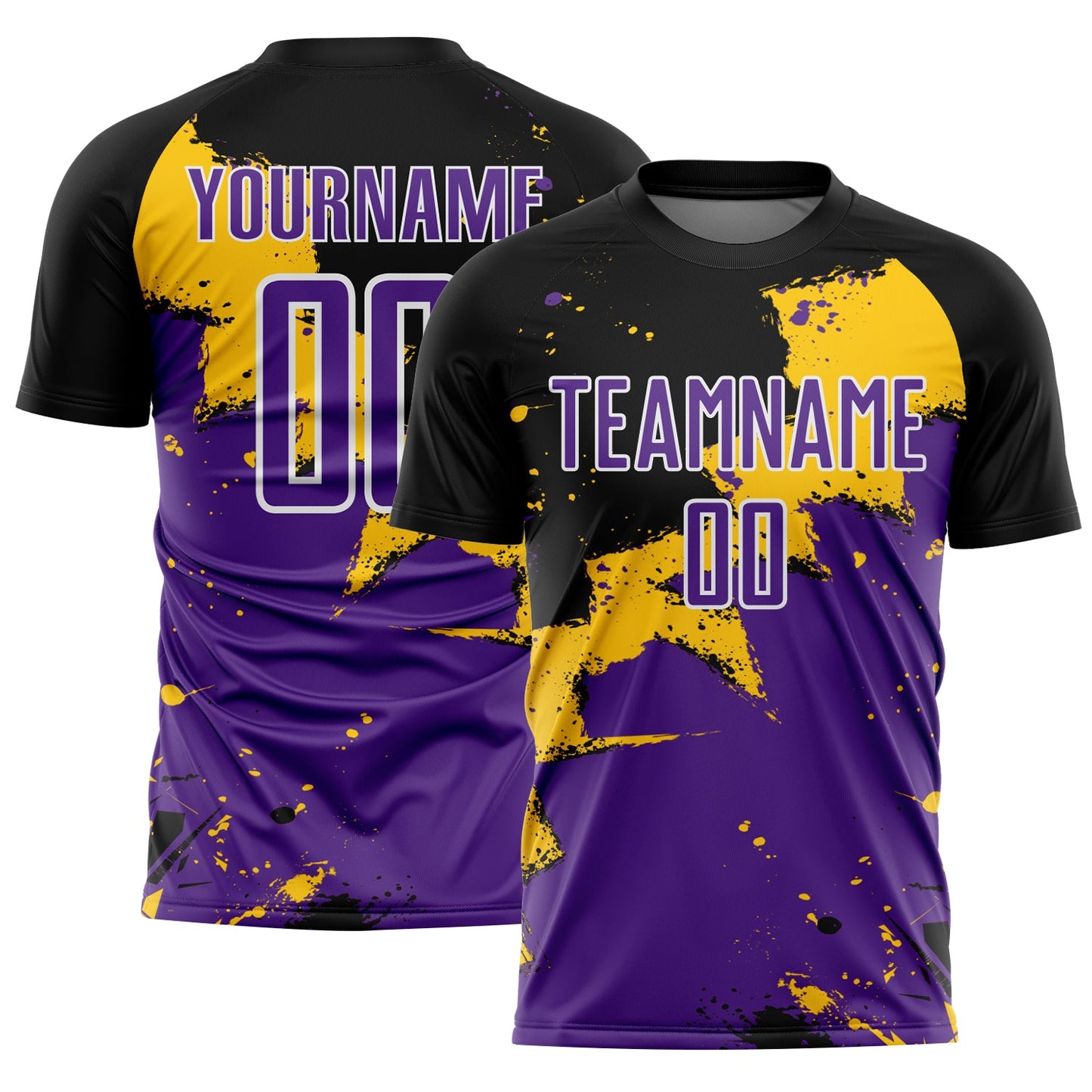 Custom Black Purple-Yellow Splash Sublimation Soccer Uniform Jersey - Sky-Custom