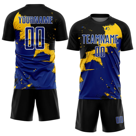 Custom Black Royal-Yellow Splash Sublimation Soccer Uniform Jersey - Sky-Custom