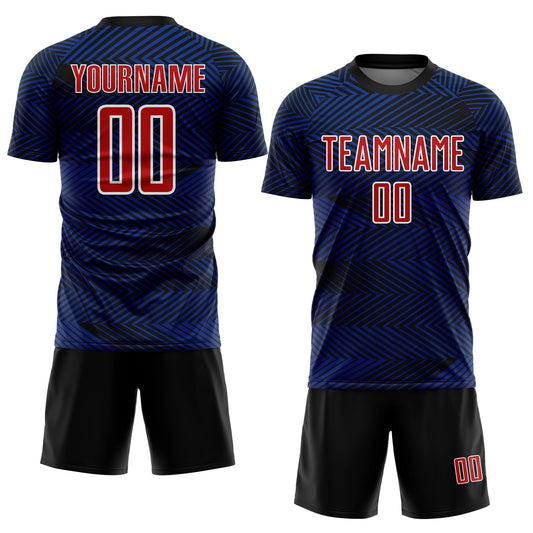 Custom Royal Red-Black Line Sublimation Soccer Uniform Jersey - Sky-Custom