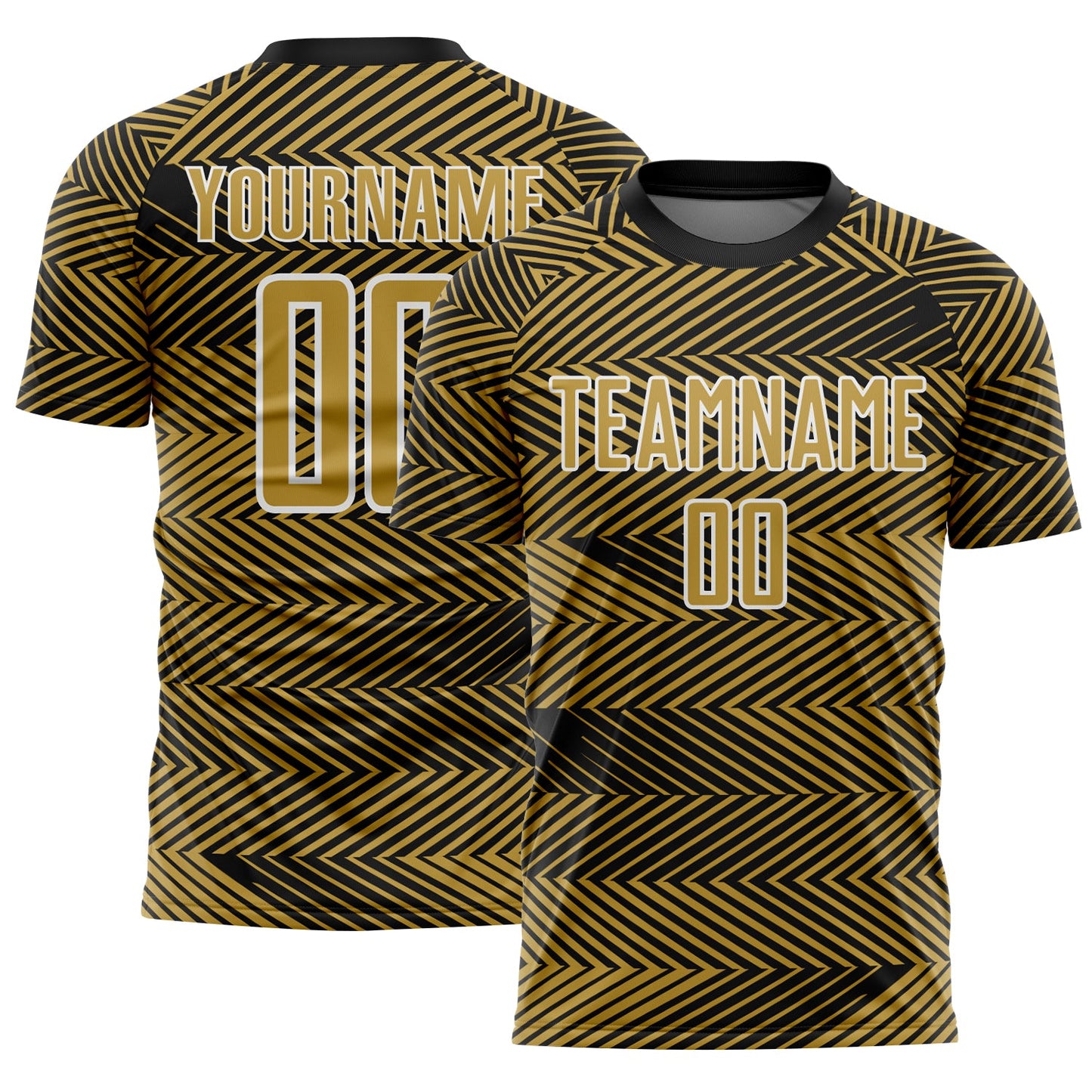 Custom Old Gold Black-White Line Sublimation Soccer Uniform Jersey - Sky-Custom