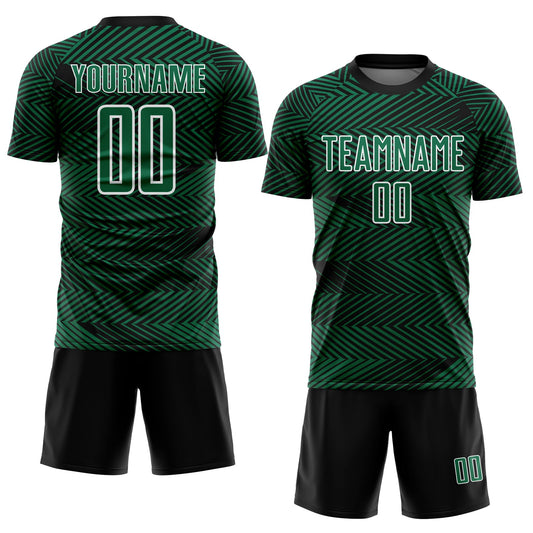 Custom Kelly Green Black-White Line Sublimation Soccer Uniform Jersey - Sky-Custom