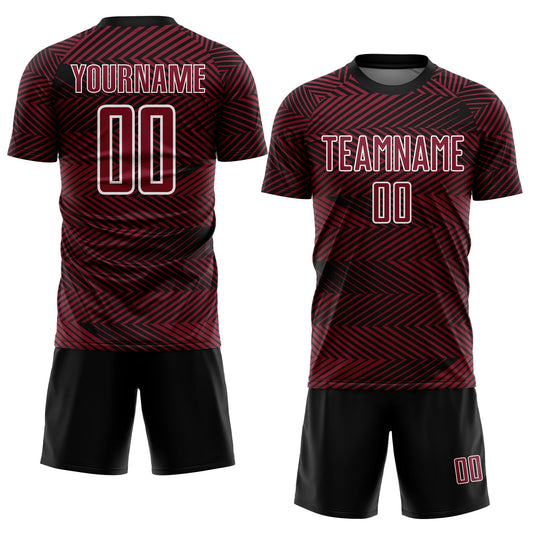 Custom Crimson Black-White Line Sublimation Soccer Uniform Jersey - Sky-Custom