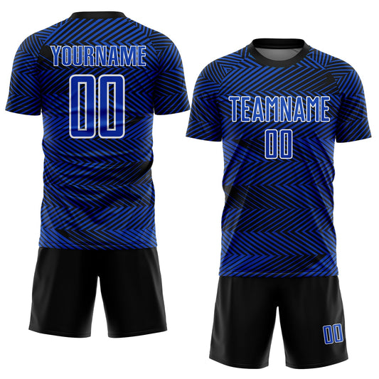 Custom Thunder Blue Black-White Line Sublimation Soccer Uniform Jersey - Sky-Custom