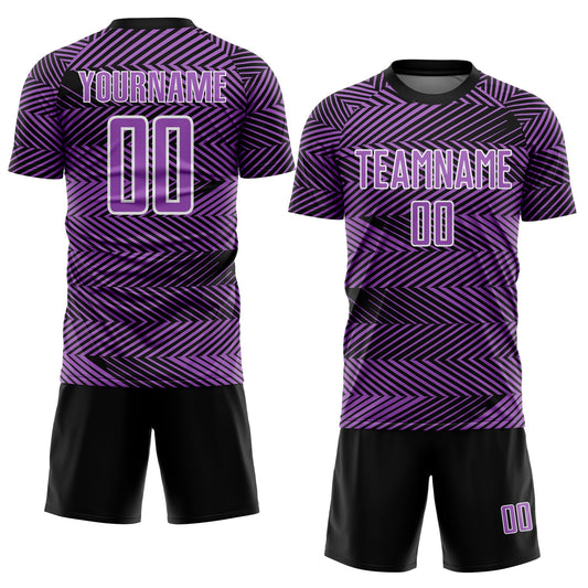 Custom Medium Purple Black-White Line Sublimation Soccer Uniform Jersey - Sky-Custom