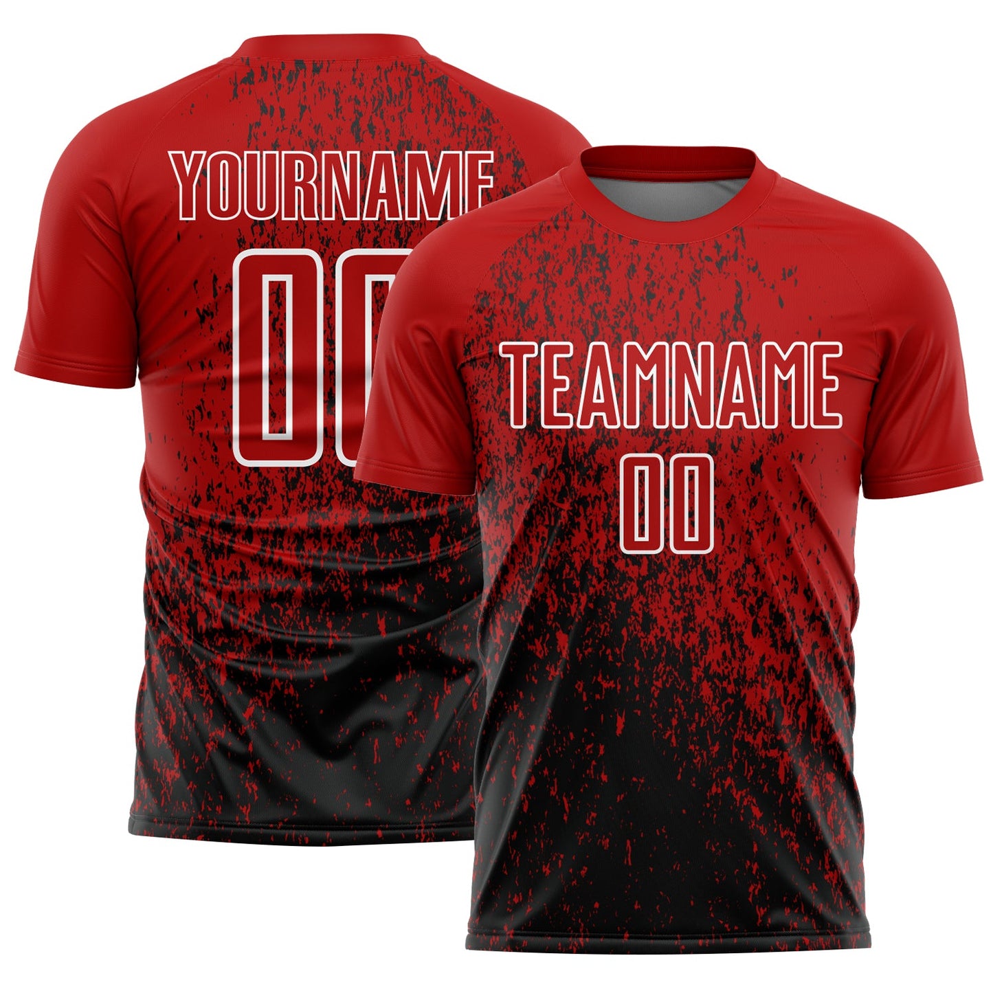 Custom Red Black-White Abstract Fragment Art Sublimation Soccer Uniform Jersey - Sky-Custom