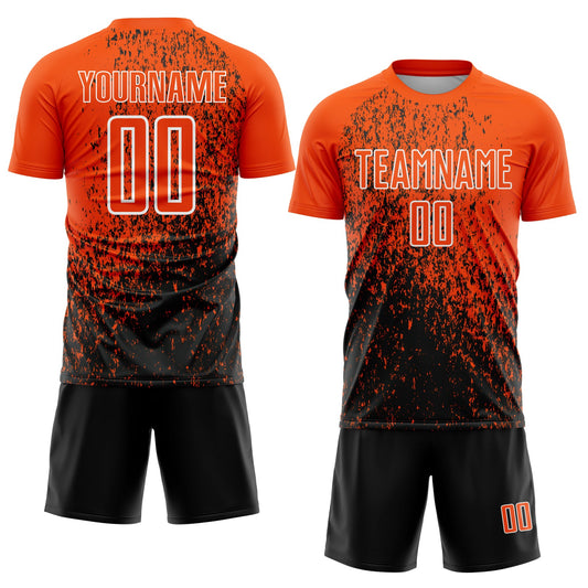 Custom Orange Black-White Abstract Fragment Art Sublimation Soccer Uniform Jersey - Sky-Custom