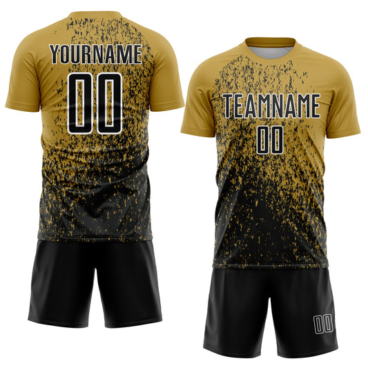 Custom Old Gold Black-White Abstract Fragment Art Sublimation Soccer Uniform Jersey - Sky-Custom
