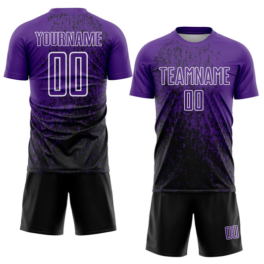 Custom Purple Black-White Abstract Fragment Art Sublimation Soccer Uniform Jersey - Sky-Custom