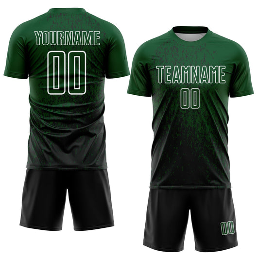 Custom Green Black-White Abstract Fragment Art Sublimation Soccer Uniform Jersey - Sky-Custom
