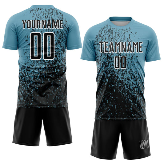 Custom Shadow Blue Black-White Abstract Fragment Art Sublimation Soccer Uniform Jersey - Sky-Custom