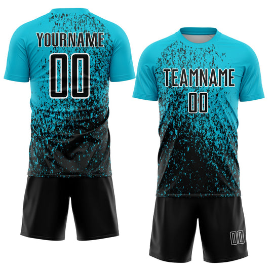 Custom Lakes Blue Black-White Abstract Fragment Art Sublimation Soccer Uniform Jersey - Sky-Custom