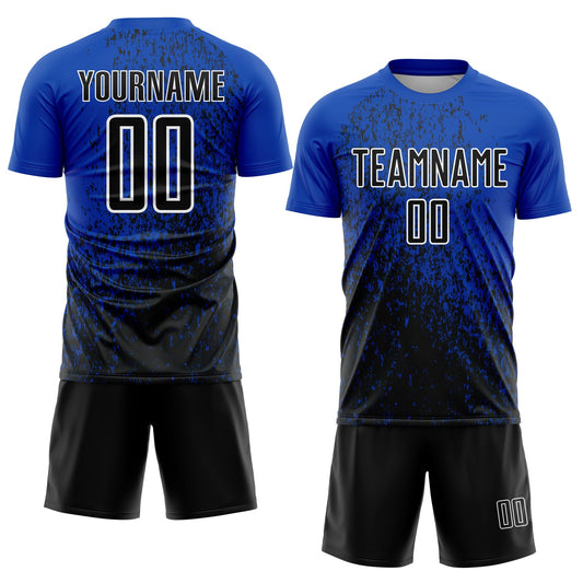 Custom Thunder Blue Black-White Abstract Fragment Art Sublimation Soccer Uniform Jersey - Sky-Custom