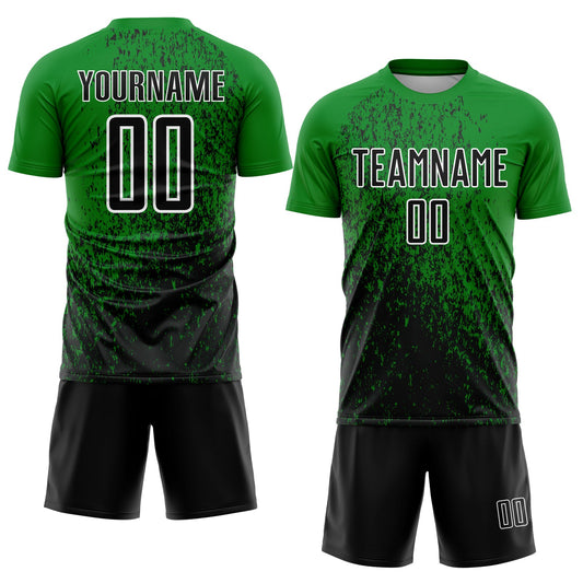 Custom Grass Green Black-White Abstract Fragment Art Sublimation Soccer Uniform Jersey - Sky-Custom