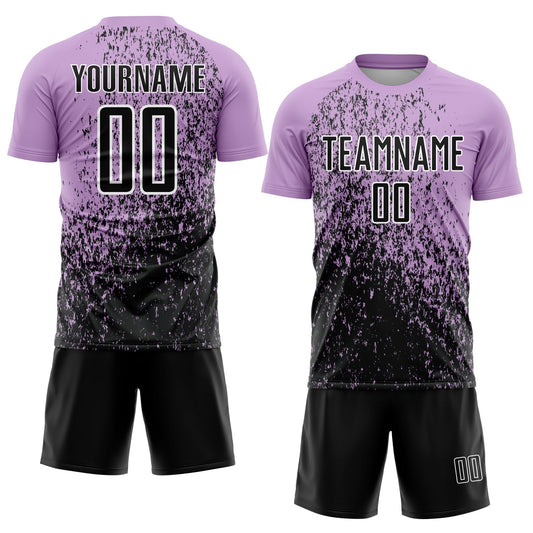 Custom Light Purple Black-White Abstract Fragment Art Sublimation Soccer Uniform Jersey - Sky-Custom